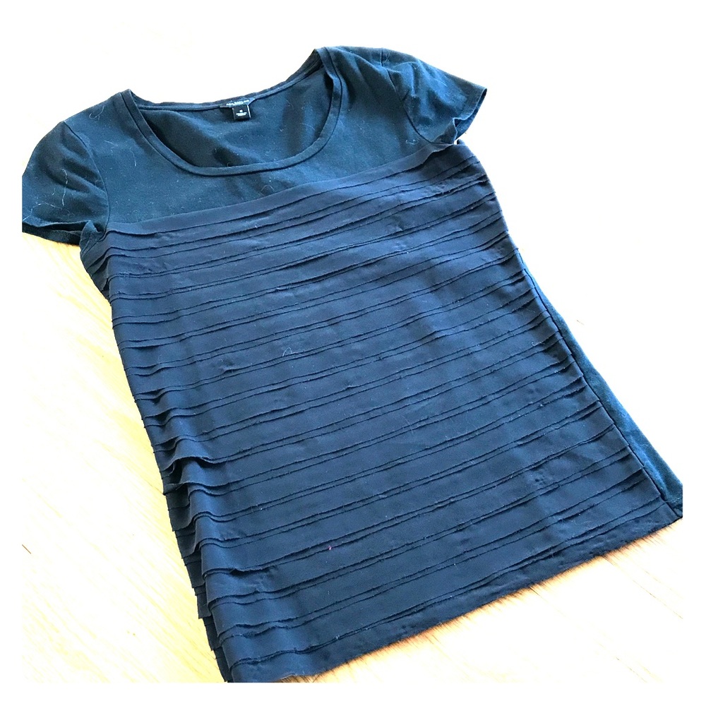 Ann Taylor Black Tee with Chiffon Front